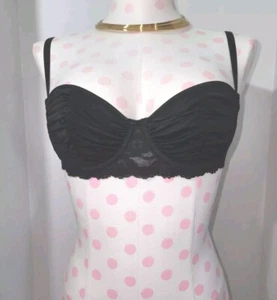 Vintage Victoria's Secret Gold Label Black Lace / Satiny -34B EXC -70817 - Picture 1 of 9