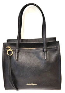 SALVATORE FERRAGAMO Medium Black "AMY'' Tote - Excellent! - Picture 1 of 12