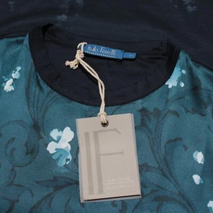 Italo Ferretti NWT Short Sleeve Crew Neck T-Shirt Size Small in Blue Silk Blend - Picture 1 of 9