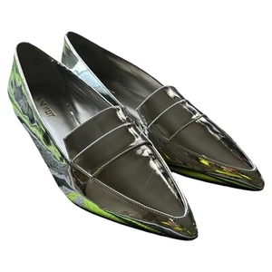Nine West Adley 9.5 Flats Metallic Silver Flats Pointed Fashion Work Loafers - Picture 1 of 4