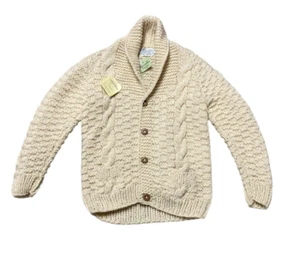 Vintage NEW Cableknit Fisherman Sweater Cardigan Size 50 Made in Portugal - Picture 1 of 3