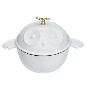 Forno Olandese in Ghisa a Forma di Gufo con Coperchio 1,5 qt Smaltato Forno Olandese per Pane... - Foto 1 di 9