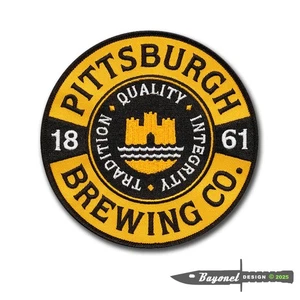 Pittsburgh Iron City Brewing embroidered patch - Wax Backed - 4 1/2" Diameter - Picture 1 of 3