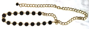 Cinturón elegante con eslabones en tono negro y dorado con joyas Appx 39" cierre de langosta - Imagen 1 de 16