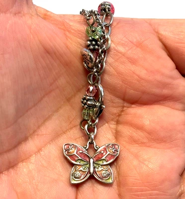 BRIGHTON Flutter 蝴蝶踝手链 9/10 英寸银色/Enamel 口音 — 第 1/4 张图片