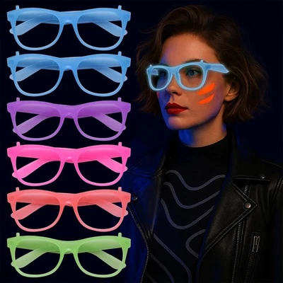 JGCWorker 6 Pack Glow in The Dark Neon Glasses – UV Blacklight Reactive...  - Image 1 of 4