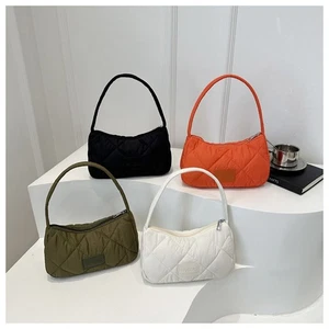 Down Cotton Padded Puffy Handbags Large Capacity Quilted Totes for Women Girls - Picture 1 of 16