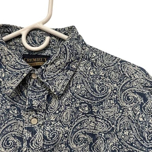 Camisa Cremieux Denim Para Hombres Grande Manga Larga Con Botones Estampado de Cachemira Perlada - Imagen 1 de 4