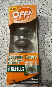 OFF OUTDOOR Ricarica Candela Olio Profumato con Citronella 3 Candele NUOVO - Foto 1 di 5