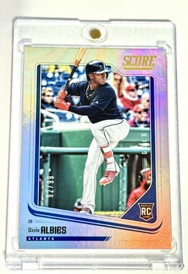 Ozzie Albies Rookie RC Holo Refractor /99 2018 Score Gold Zone Card Braves - Image 1 of 2