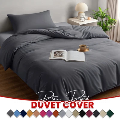 AH-HOMEWARE Plain Duvet Cover Bedding Set Soft Double Quilt Cover Sets Single Double King