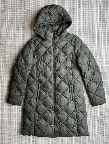 Cappotto trapuntato Michael Kors donna verde medio zip intera cappuccio rimovibile tasche