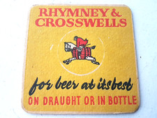 Vintage RHYMNEY & CROSSWELLS - Bottle or Draught .. Cat No'10 Beer mat / Coaster
