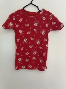 Disney Gap Kids Girls Minnie Mouse Paisley Cotton Short Sleeve PJ Top Red 5 Yrs - Picture 1 of 4