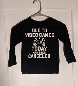 Boys " The Children's Place" Black Long Sleeve Graphic T-shirt in Size XS 4 - Picture 1 of 7