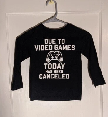 Camiseta gráfica negra manga larga "The Children's Place" para niños talla XS 4 Foto 1 de 4