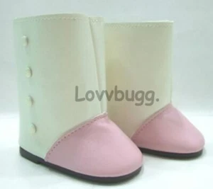 Pink & Cream Victorian Boots Colonial for American Girl 18" EASY! FREESHIP ADDS! - Picture 1 of 23