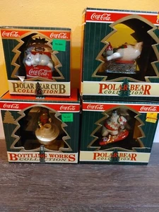 1996 - 1997 Coca Cola Polar Bear & Bottling Works Collection Ornaments Lot of 4 - Picture 1 of 5