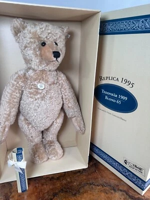 GROß!!! Steiff 406058 Teddybär 1909 blond 65cm limit 5000 1995 Zertifikat NEU - Bild 1 von 4