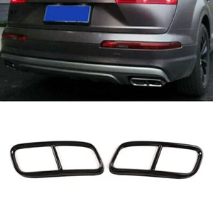 For Audi Q7 16-19 Rear Exhaust Muffler Tail Pipe Cover Trim Black Stainless - Picture 1 of 9