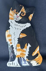 2010 Cats by Nina Lyman Ceramic Cat Vase “Sunshine” Black /Orange 8" tall New - Picture 1 of 10