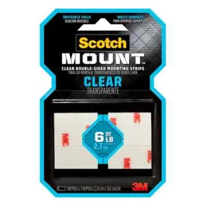 Scotch-Mount Clear Double-Sided Mounting Holds 6lbs Strips 8-Pack - Picture 1 of 3