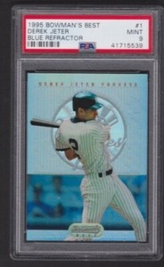 1995 BOWMAN'S BEST REFRACTOR BLUE ROOKIE #1 DEREK JETER PSA 9 MINT SP LOW POP