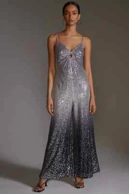 Mono Anthropologie Ranna Gill L Nuevo con Etiquetas Lentejuelas Ombre Pierna Ancha Vacaciones Disco Nuevo Foto 1 de 4