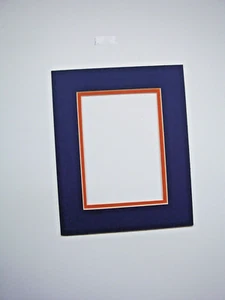 Picture Mat Navy Blue with Orange 11x14 for 8x10  photo Rectangle framing mat - Picture 1 of 1