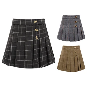 Kids Girls Skirt Button Pleated Street Uniform Goth Youth Hip Hop Children Gift - Picture 1 of 28