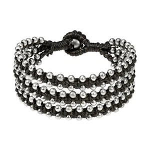 Organic Beauty Silber Messing Perlen Dreifach Strang Armband - Bild 1 von 3