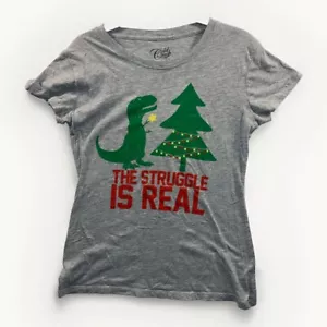 Damen T-Shirt Large Weihnachten T-Rex The Struggle Is Real Lustig Urlaub Tee - Bild 1 von 5