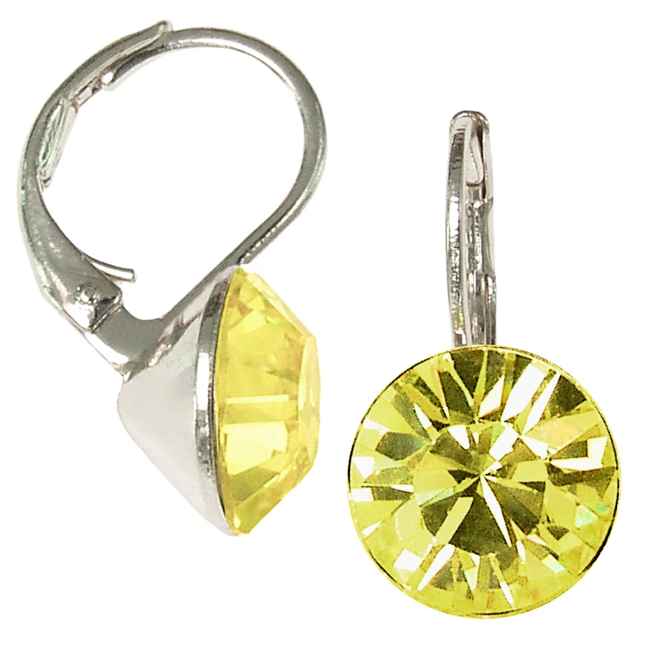 8mm Ohrringe mit Swarovski Kristall Farbe  Narzisse - Bild 1 von 1