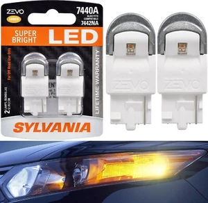 Sylvania ZEVO LED Light 7440A 7440 Amber Two Bulbs Rear Turn Signal EO Fit Lamp - Picture 1 of 12