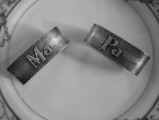 'Ma' & 'Pa' Sterling Silver Oval Napkin Rings - Hand Hammered Arts & Crafts