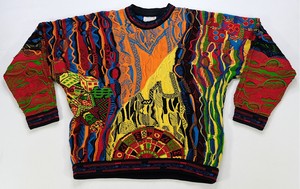 Rare Vintage COOGI Australia Vegas Casino Roulette Dice Cards Knit Sweater 90s M
