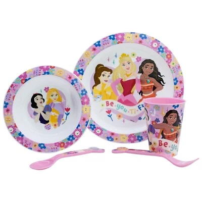 Disney Prinzessin Kinder Geschirr-Set 5 teilig Becher Teller Schüssel Besteck - Bild 1 von 3