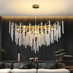 Gold Luxus Rund Kristall Hängeleuchte Für Esszimmer,Küche,Wohnzimmer(120 Cm) - Bild 1 von 7