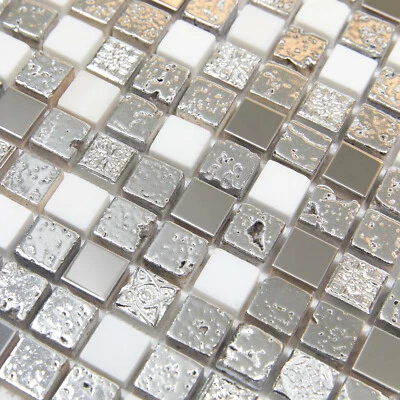 Rome Mosaic Tiles Sheet Arctic Silver Wall Floor Bathroom Kitchen Splashback - Image 1 of 4