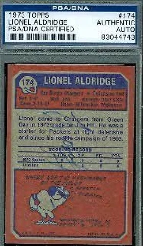 Lionel Aldridge Autograph 1973 Topps Signed Psa/dna Authentic  - Image 1 of 1