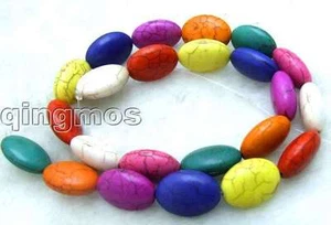14*18mm Multicolor Ovalado TURQUESA Cuentas Hebra 15"-los434 - Imagen 1 de 1