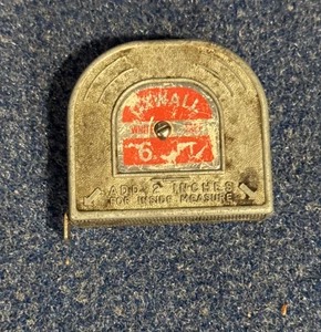 Vintage Oxwall 6 Foot Metal White Tape Measure- Working Condition - Picture 1 of 7