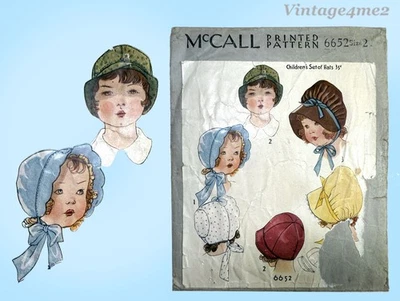 V4me2 – McCall 6652 (from 1931) Baby Bonnets Cloche Hat  Vintage Sewing Pattern - Image 1 of 4