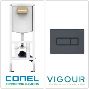 CONEL WC Vorwandelement Unterputz Spülkasten VIGOUR Betätigungsplatte anthrazit  - Bild 1 von 5
