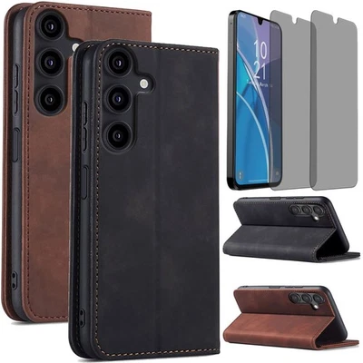 For Samsung Galaxy A15 4G/5G Leather Wallet Case Cover Privacy Screen Protectors - Image 1 of 4