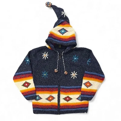 Suéter con Capucha Tejidos Imalaya Para Hombre Azul Cremallera Completa Lana Algodón Boho Ecuador Foto 1 de 4