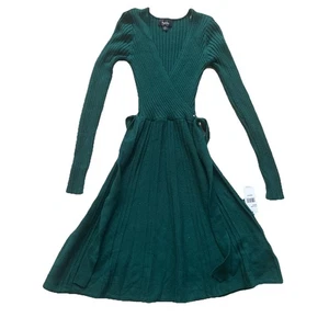 By & By grünes geripptes Wickel Pullover Kleid Langarm Strick Midi Neu mit Etikett Gr. XS - Bild 1 von 10