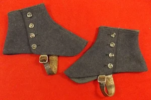 Pair of Vintage Steamed Wool Spats 4-Button Style Original Foot Straps - Picture 1 of 14