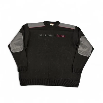 FUBU свитер мужской XL синий платиновый Fubu пуловер локоть нашивка Y2K мешковатые хип-хоп - Изображение 1 из 4