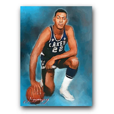 Tarjeta de arte limitada Elgin Baylor #7 37/50 firmada por Edward Vela (Los Angeles Lakers) Foto 1 de 2